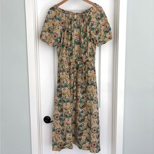 Mirth Handmade Cotton Floral Midi Dress L Peasant